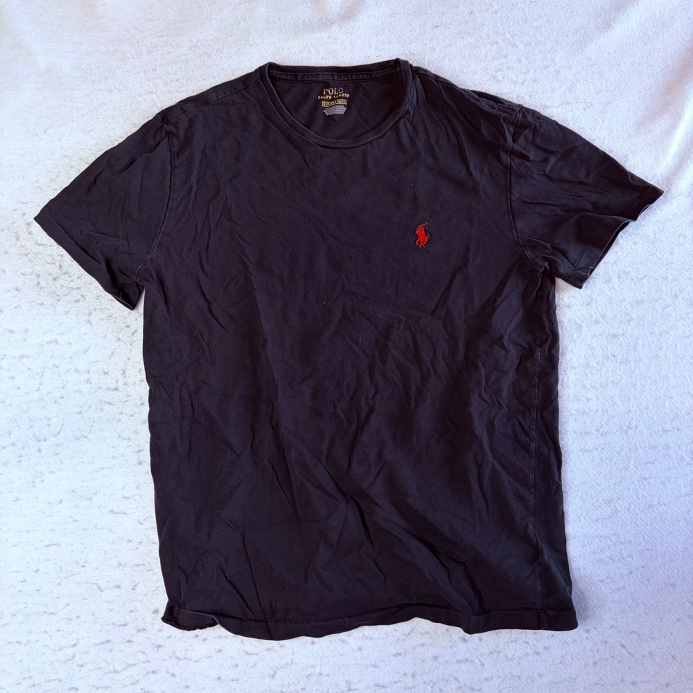 Polo Ralph Lauren T-Shirt Mens Small Black Short Sleeve Red Pony Logo